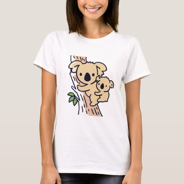 Camiseta Mãe de família bonita Koala Ursa com bebê (Frente)