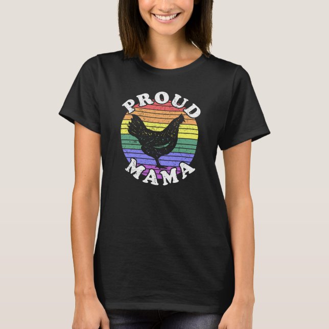 Camiseta Mãe de frango orgulhoso com LGBT (Frente)