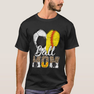 Camiseta Mãe de Futebol Americano Ela Mãe de Softbol Leopar