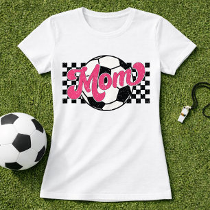 Camiseta Mãe de Futebol Rosa Gráfico Retrô