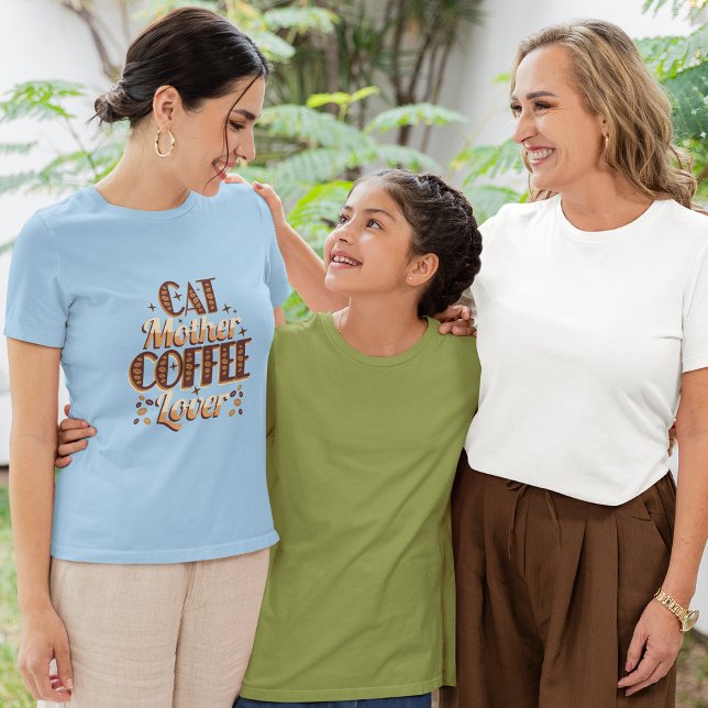 Camiseta Mãe de Gato Amante de Café (Cat Mother Coffee Lover T-Shirt)
