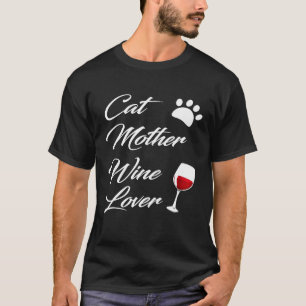 Camiseta Mãe de Gato Amante de Vinho Novidade Divertida Ama