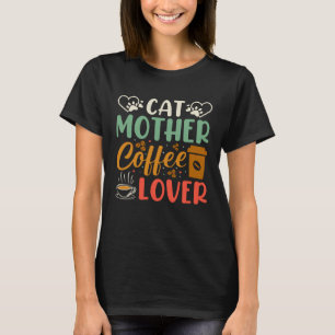 Camiseta Mãe de Gato Café Bebedor de Café Kitty Mãe de Gat