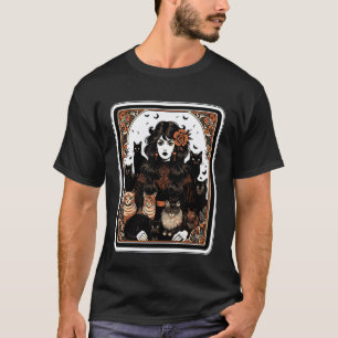 Camiseta Mãe de Gato Com Lua e Tarot