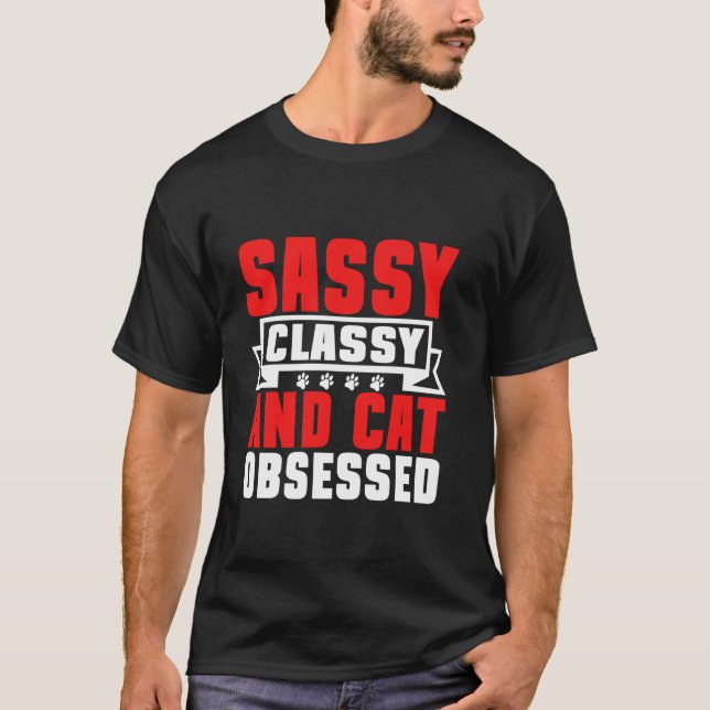 Camiseta Mãe de gato extravagante, sofisticada e obcecada p (Frente)