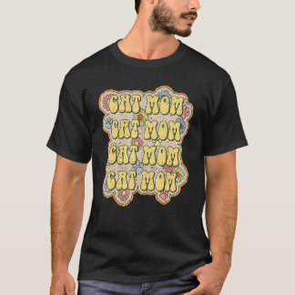 Camiseta Mãe de Gato Patas de Estimação Floral de Margarida