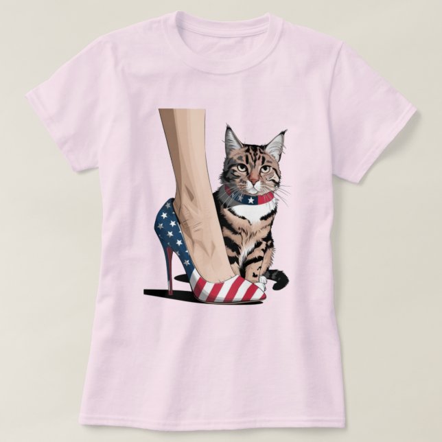 Camiseta Mãe de Gato Patriótico (Frente do Design)