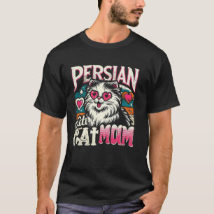 Camiseta Mãe de Gato Persa Desenho de Gato para Raça Animal
