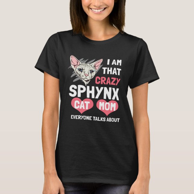Camiseta Mãe de Gato Sphynx Gato Sem Pelo (Frente)