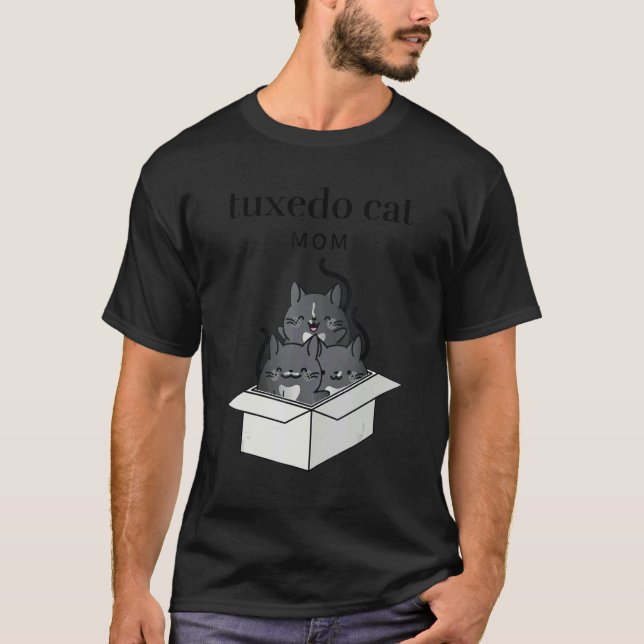 Camiseta Mãe de Gato Tuxedo Fofa (Frente)