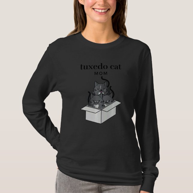 Camiseta Mãe de Gato Tuxedo Fofa (Frente)