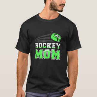 Camiseta Mãe de Hockey com Gráfico de Puck Verde