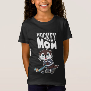 Camiseta Mãe de Hockey Fofa de Lontra - Gráfico Divertido d