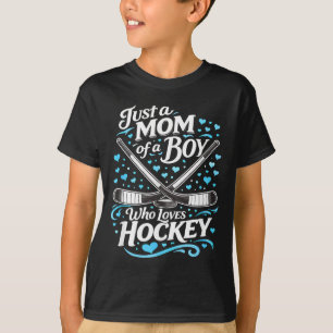 Camiseta Mãe de Hockey Uma Mãe de um Menino que Ama Hóquei