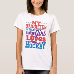 Camiseta Mãe de hóquei no campo Pai Filha Fofo