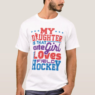 Camiseta Mãe de hóquei no campo Pai Filha Fofo