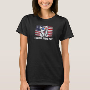 Camiseta Mãe de Husky Siberiano engraçado Bandeira American