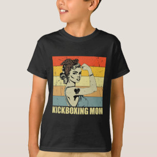 Camiseta Mãe de Kickboxing Retro Amante de Arte Marcial Mot