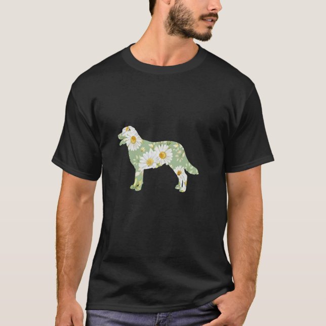 Camiseta Mãe de labrador da flor da margarida, silhueta flo (Frente)