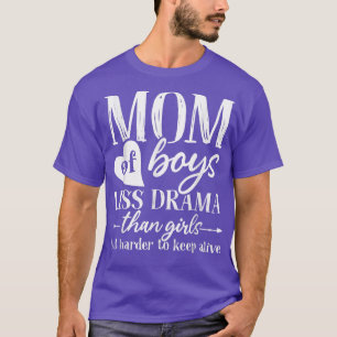Camiseta Mãe de Meninos menos drama que garota, mas mais di