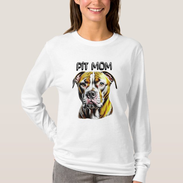 Camiseta Mãe de Pit Bull | Amante de Cachorros  (Frente)