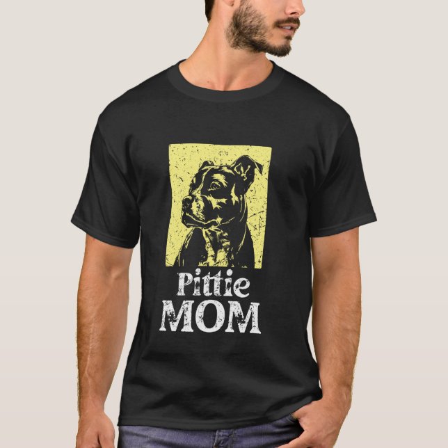 Camiseta Mãe de Pittie Fofa da Moda Mãe de Pitbull Amante d (Frente)