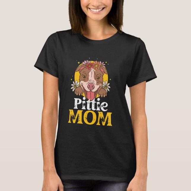 Camiseta Mãe de Pittie Fofa Mãe de Pitbull Mãe de Cachorro  (Frente)