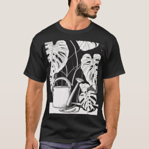 Camiseta Mãe de Planta Arte Minimalista de Linha Folha de M