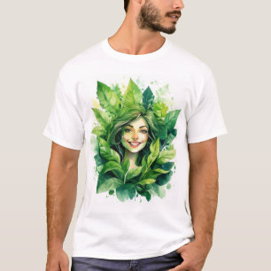 Camiseta Mãe de Planta em Flor - Desenho Engraçado