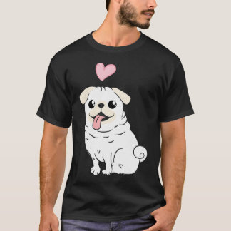 Camiseta Mãe de Pug - Design de Silhueta de Pug Angustiado
