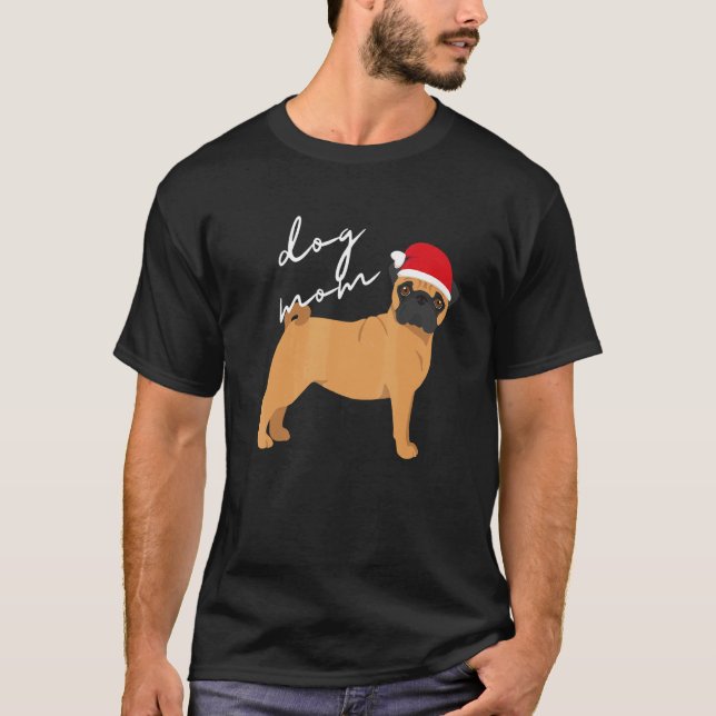 Camiseta Mãe de Pug Fawn no Natal (Frente)