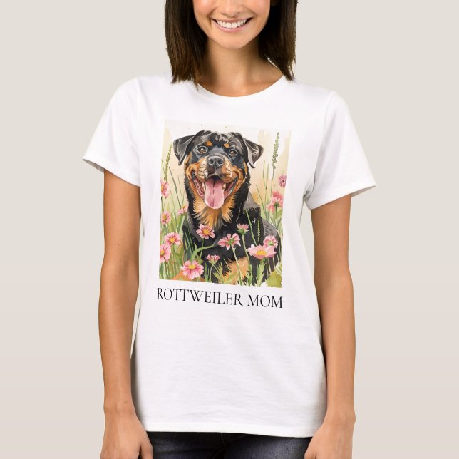 Camiseta Mãe de Rottweiler – Presente de Cachorro  (Frente)