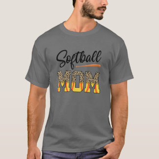 Camiseta Mãe de Sofball Leopard Baseball Amam Mãe de Beiseb