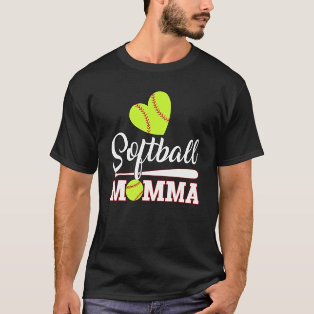 Camiseta Mãe de Softball Catcher Pitcher Dia das Mães Mamãe (Frente)