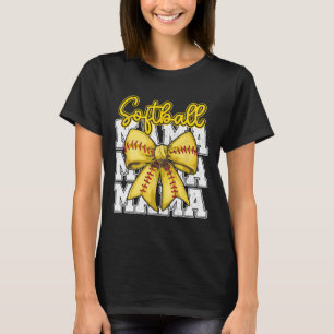 Camiseta Mãe de Softball Coquette Laço Esporte Mãe Dia das