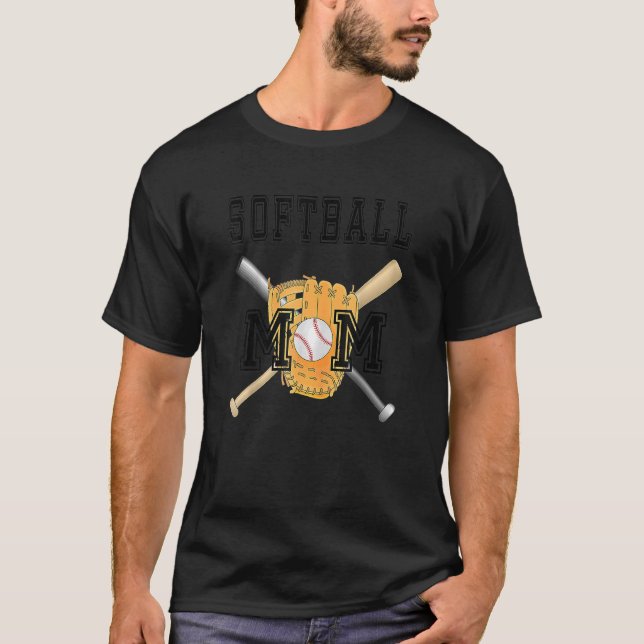 Camiseta Mãe de Softball Esportivo de Fontes Gráficas de So (Frente)