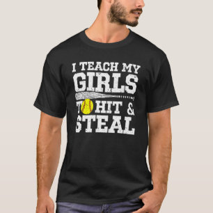 Camiseta Mãe De Softball Eu Ensino Minhas Garotas A Atingir