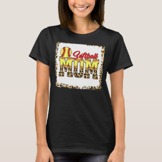 Camiseta Mãe de Softball Leopard Sangrou Mãe da Mãe