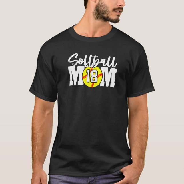 Camiseta Mãe de Softball Número 18 (Frente)