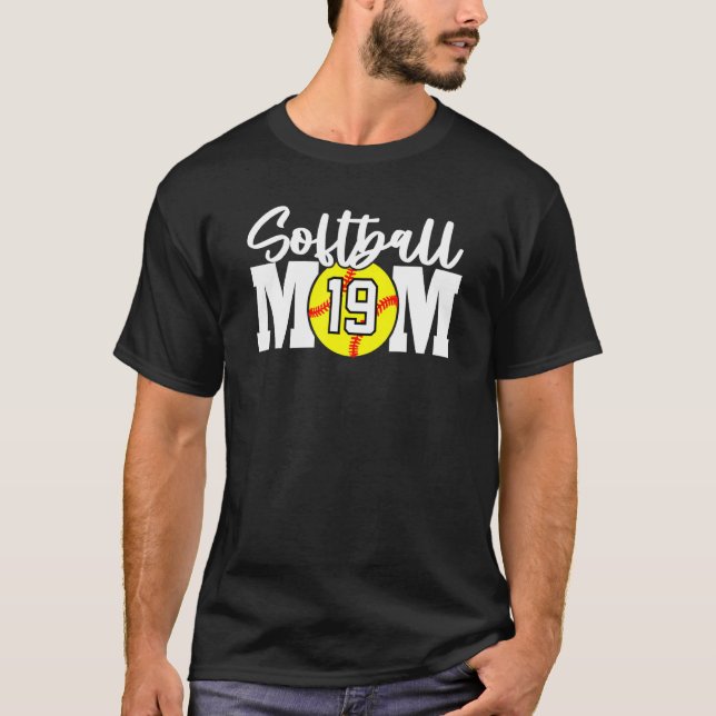 Camiseta Mãe de Softball Número 19 (Frente)