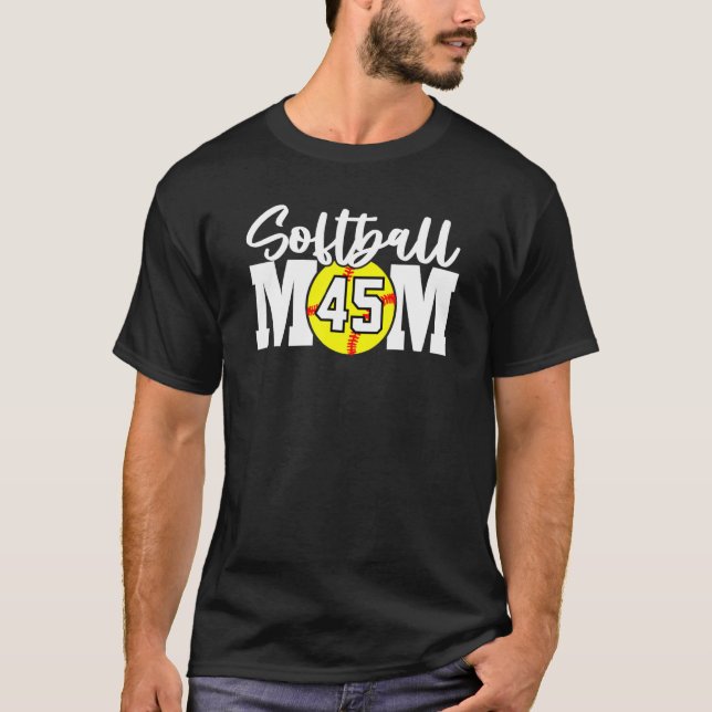 Camiseta Mãe de Softball Número 45 (Frente)