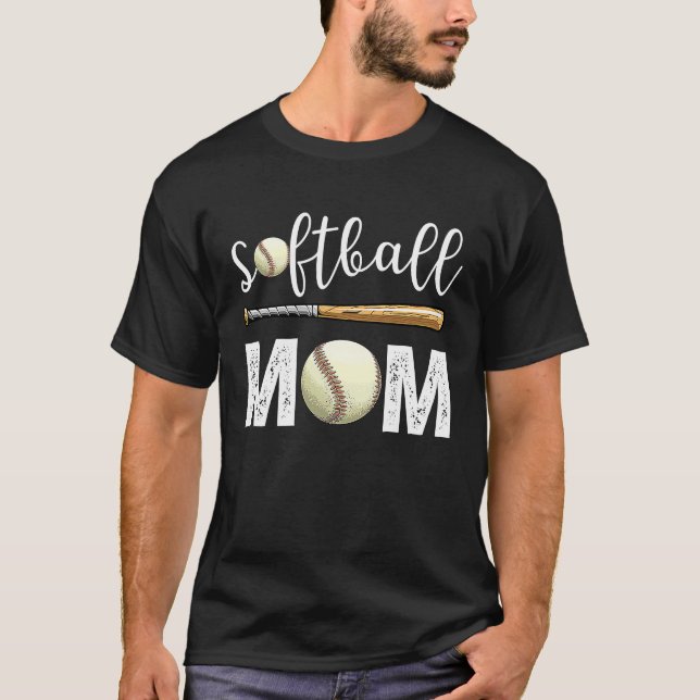 Camiseta Mãe de Softbol Beisebol coll Dia das Mães Softbol (Frente)