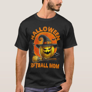 Camiseta Mãe de Softbol de Halloween Abóbora de Halloween A
