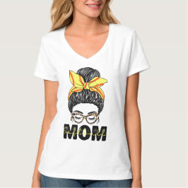 Camiseta Mãe de Softbol Desarrumada Vida de Softbol Mãe