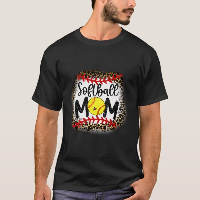 Camiseta Mãe de Softbol Leopardo Mãe de Softbol (Frente)