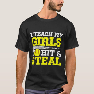 Camiseta Mãe de Softbol Pai de Softbol Eu Ensino Minhas Men