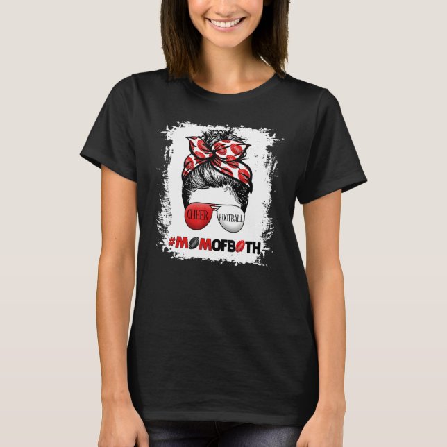 Camiseta Mãe de Torcida de Futebol e Cheerleading dos Dois  (Frente)