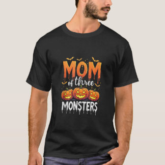 Camiseta Mãe de três monstros no topo do Design do Hallowee