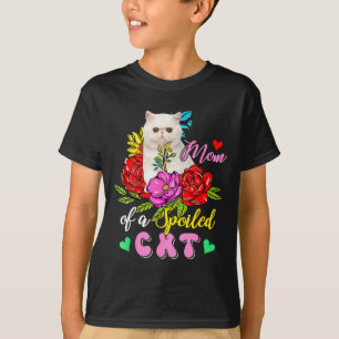 Camiseta Mãe de um gato mimado lindo floral dia das mães