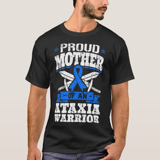 Camiseta Mãe De Um Guerreiro Ataxia Friso De Consciência Dy (Frente)